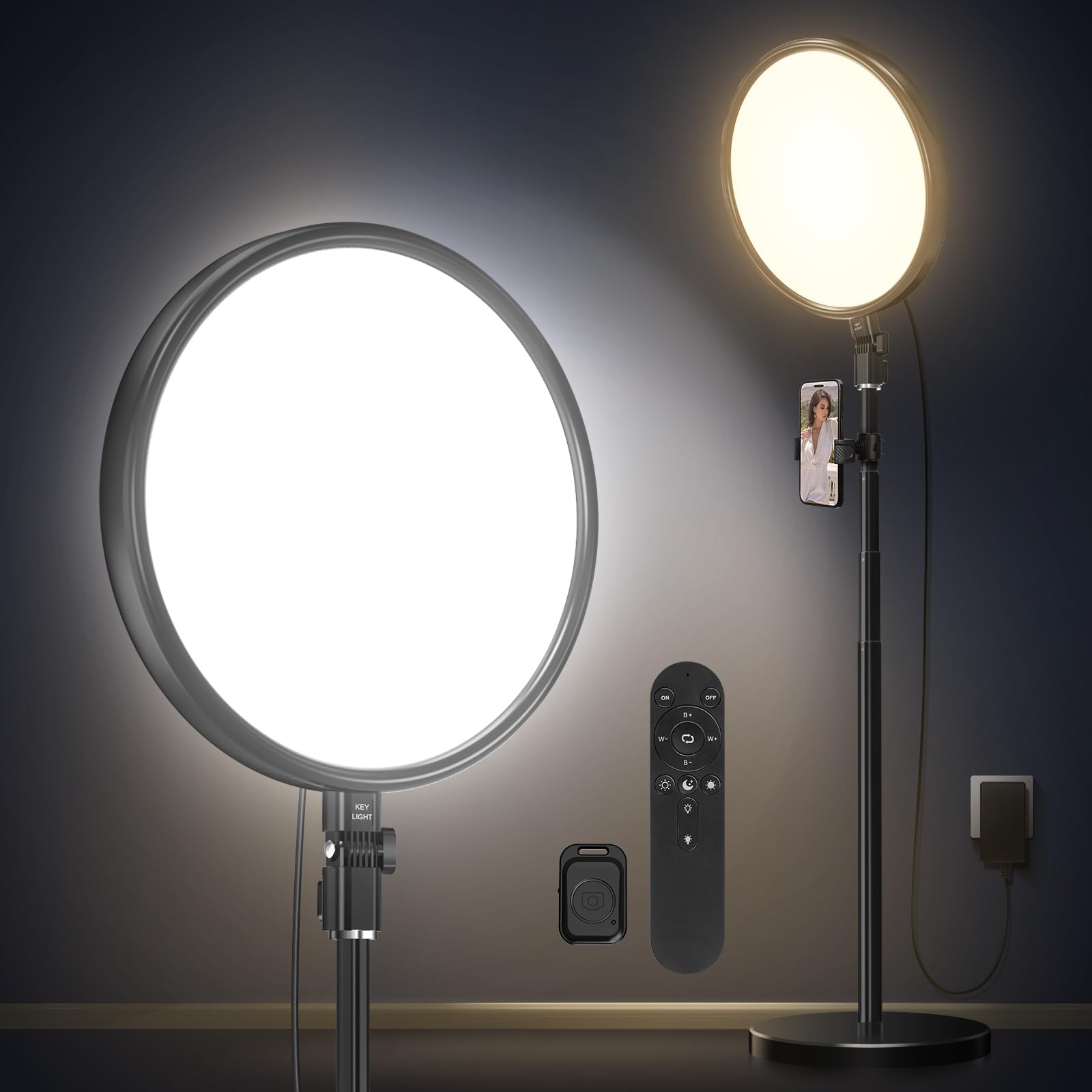 Webcem 13" LED Full Screen Ring Light with Stable Round Base Stand for Photography | 78" Tall LED Video Light , Dimmable 2700K-6500K 40W Professional Photo Studio Continuous Lighting for Cameras and Phones