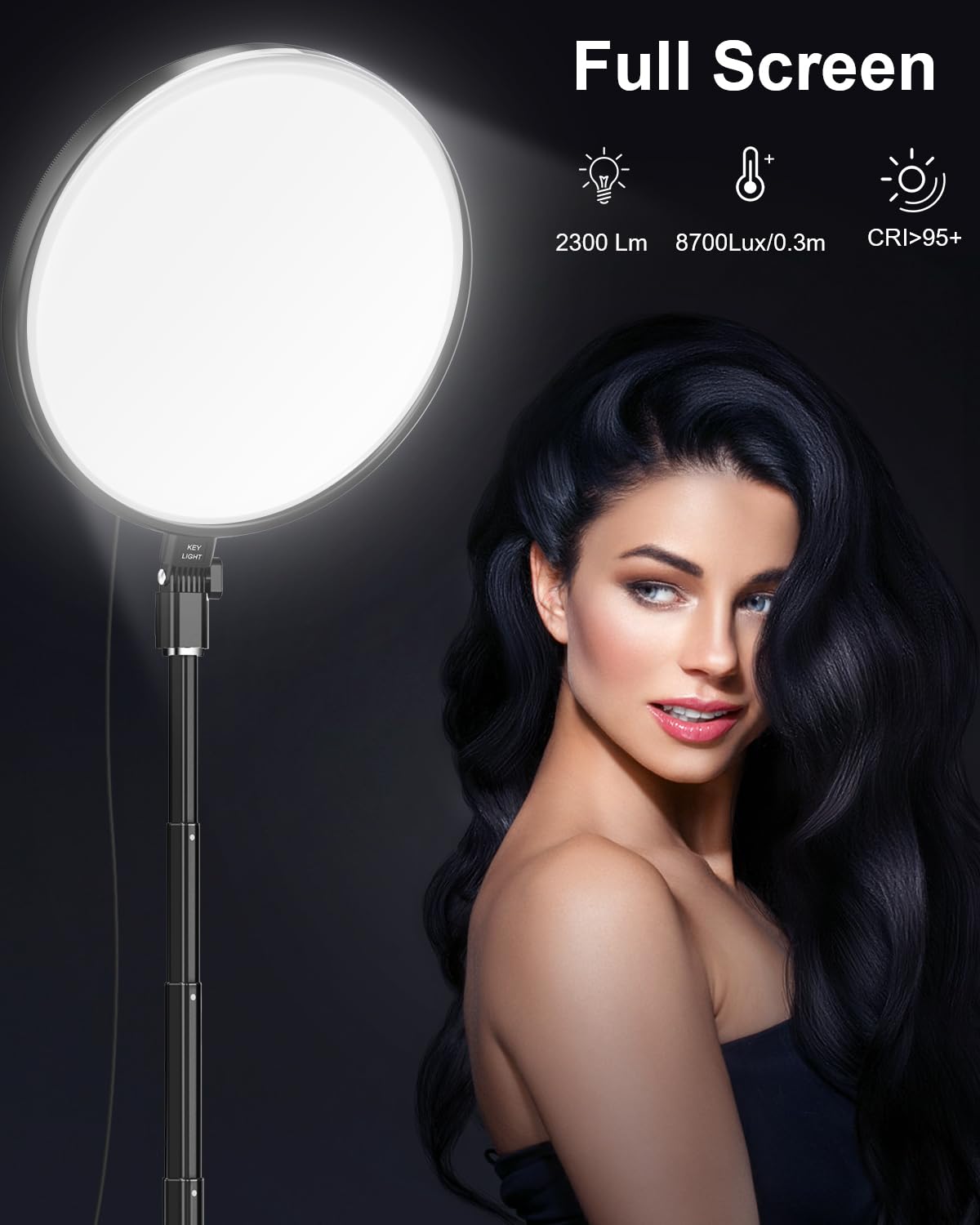 Webcem 13" LED Full Screen Ring Light with Stable Round Base Stand for Photography | 78" Tall LED Video Light , Dimmable 2700K-6500K 40W Professional Photo Studio Continuous Lighting for Cameras and Phones