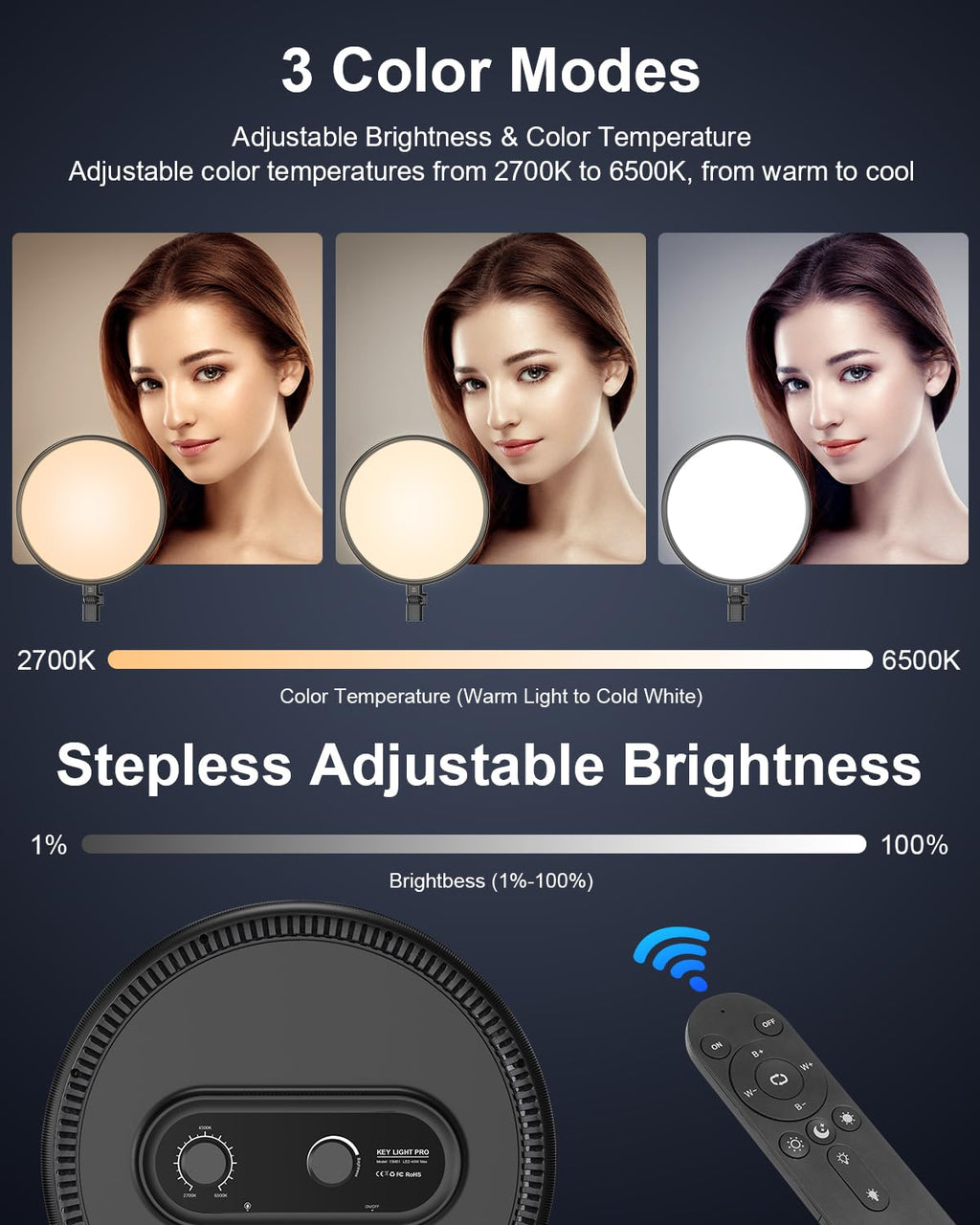 Webcem 13" LED Full Screen Ring Light with Stable Round Base Stand for Photography | 78" Tall LED Video Light , Dimmable 2700K-6500K 40W Professional Photo Studio Continuous Lighting for Cameras and Phones