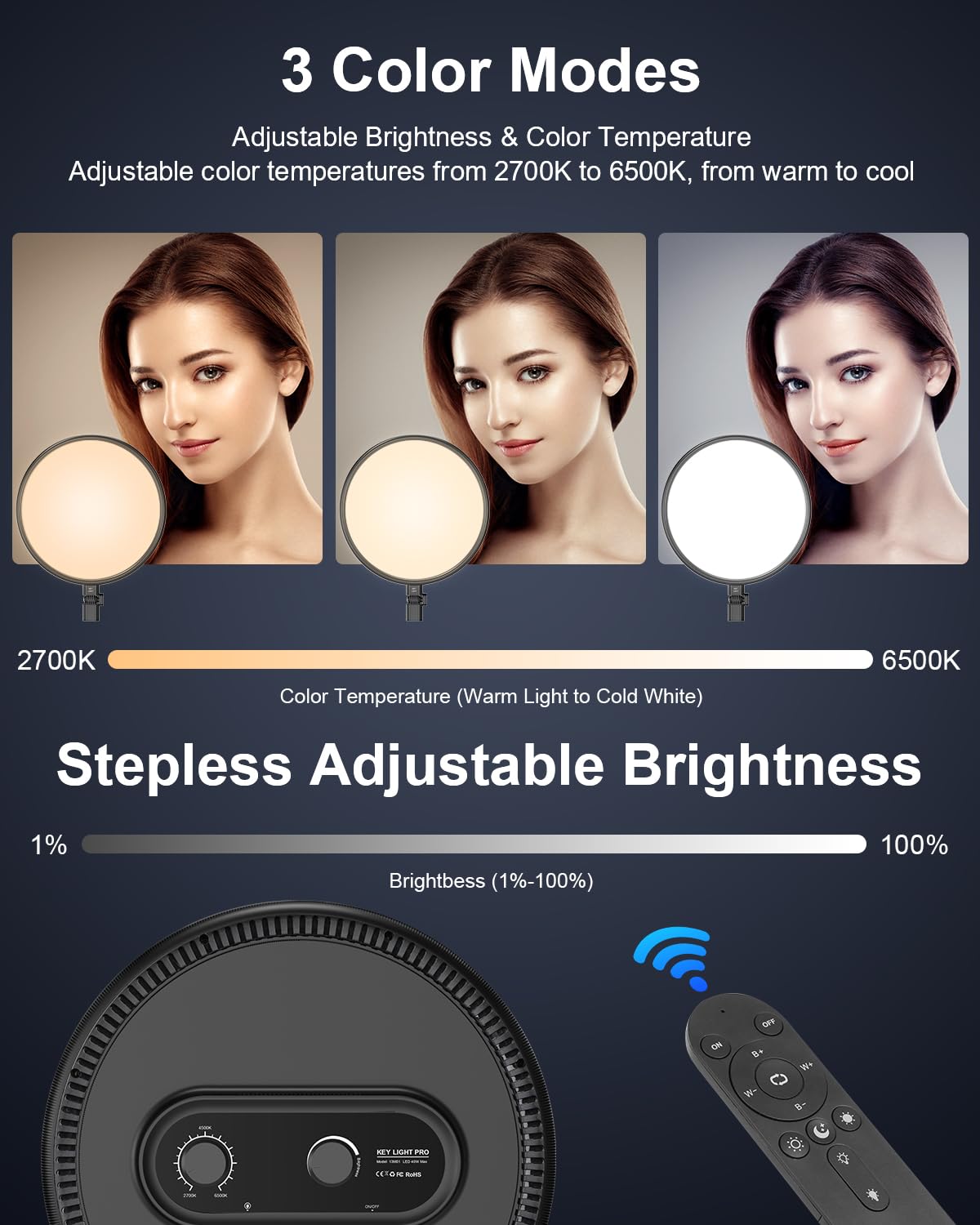 Webcem 13" LED Full Screen Ring Light with Stable Round Base Stand for Photography | 78" Tall LED Video Light , Dimmable 2700K-6500K 40W Professional Photo Studio Continuous Lighting for Cameras and Phones